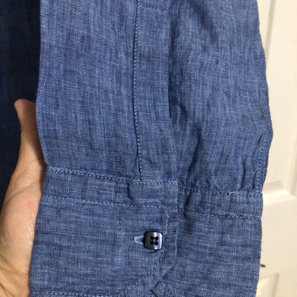 Mik Mak 100% linen blue long sleeve button down shirt men’s XXL made in Italy - Picture 8 of 11